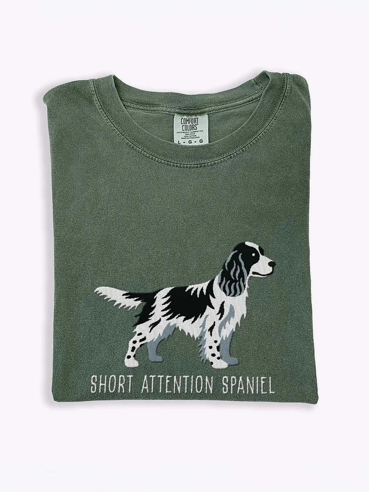 Short Attention Spaniel T-Shirt(Embroidered) of a Springer Spaniel(Black & White) product image (1)