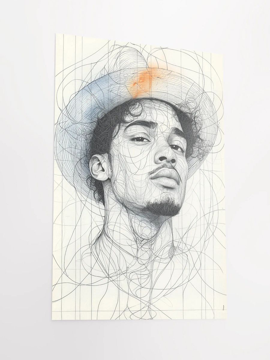 Confident Gaze: Minimalist Portrait of a Young Man in a Hat product image (4)