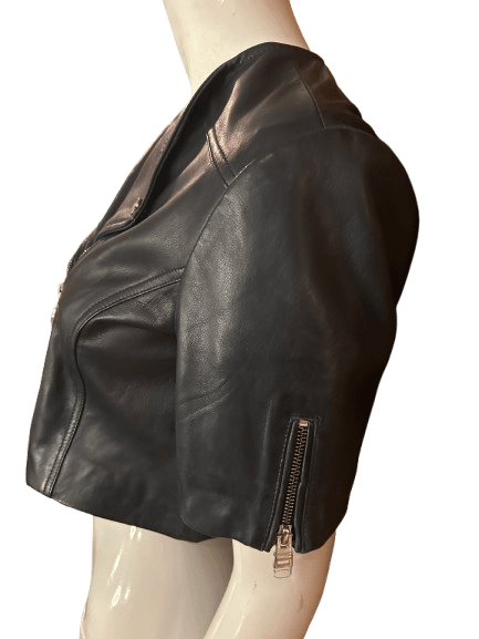 Lamarque Cropped Biker Jacket – Aegean Blue Lamb Leather product image (2)