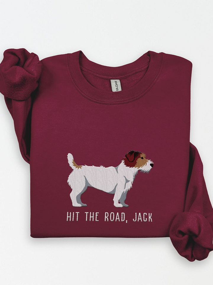 Hit the Road, Jack Sweatshirt (Embroidered) of a Jack Russell Terrier(Rough Coat, Tricolor) product image (1)