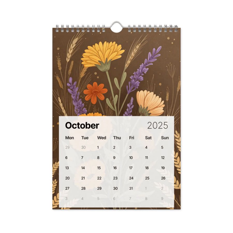 SEAMLESS FLORAL PATTERN WALL CALENDAR 2025 product image (12)