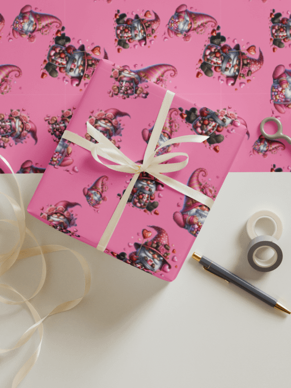 Be Mine Valentine Gnome Wrapping paper set of 3 product image (5)
