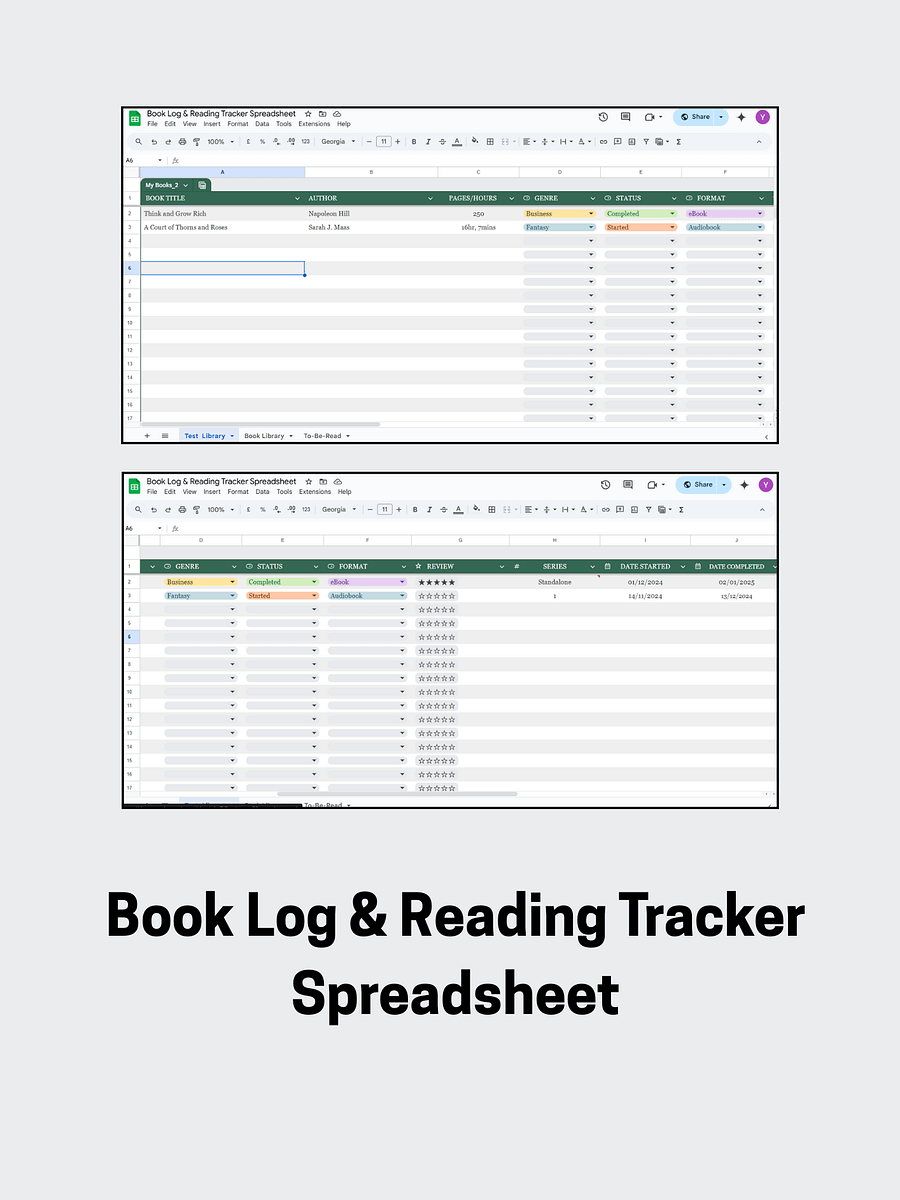 Book Log & Reading Tracker Spreadsheet | Your Digital Library product image (1)