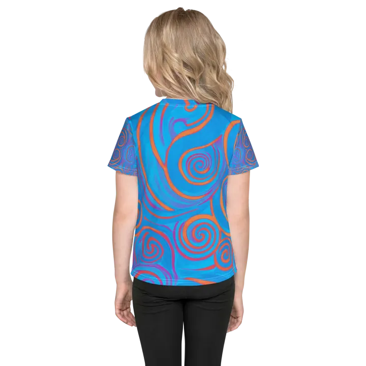 Funky Blue Dreams Liquid Tie-Dye Kid's and Toddler's Crew Neck T-shirt product image (2)