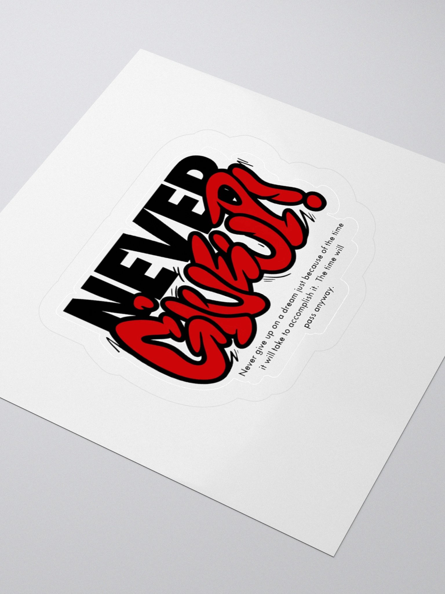 Never Give Up – Red Graffiti Motivational Sticker product image (8)