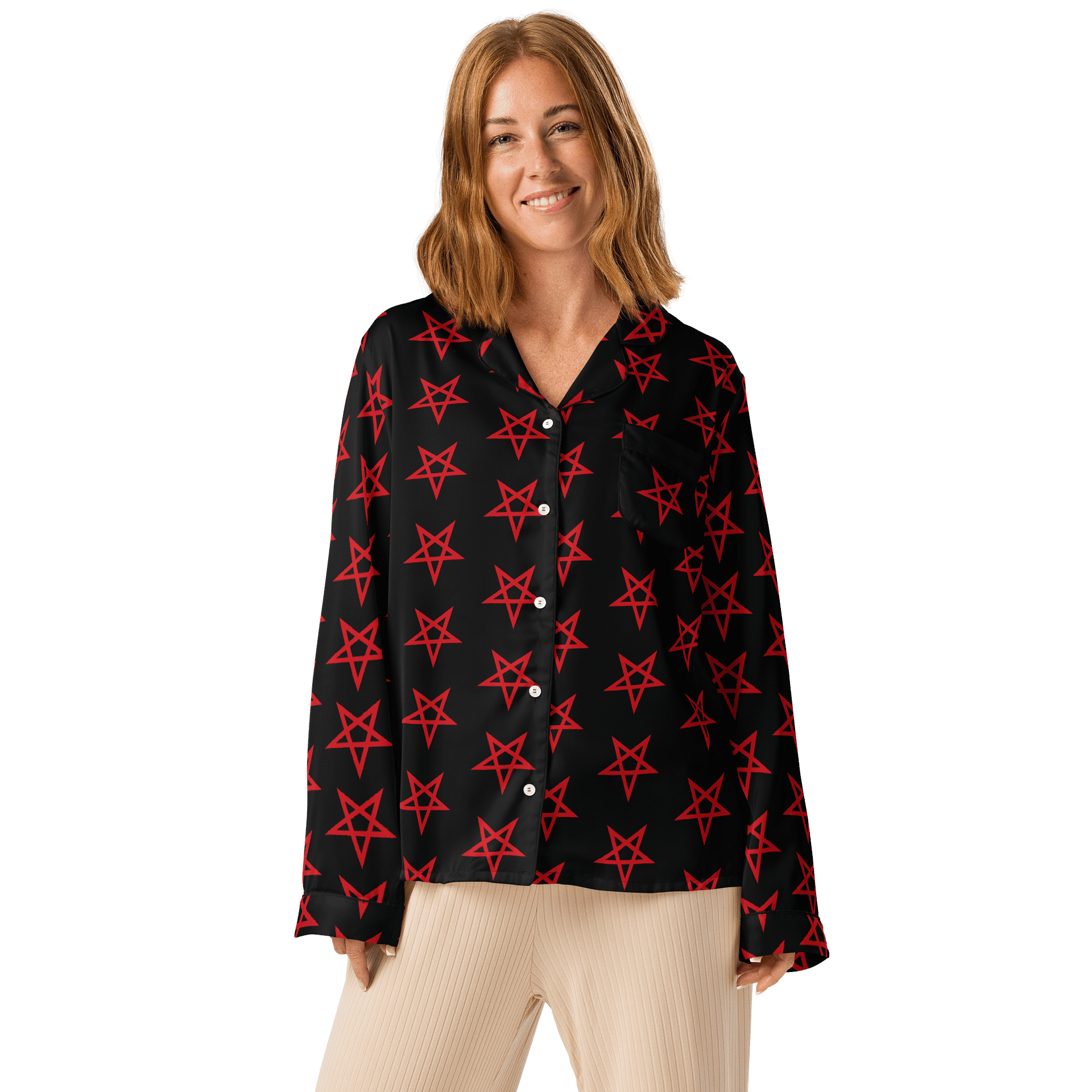 Inverted Pentagram Women's Long Sleeve Pajama Top product image (1)