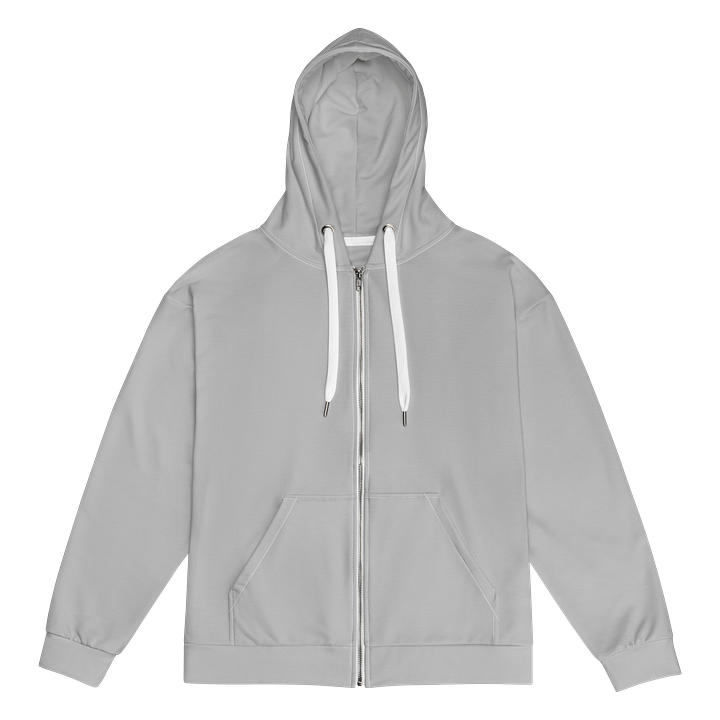 Silver Gray Solid Color Eco Friendly Unisex Zip Hoodie product image (1)