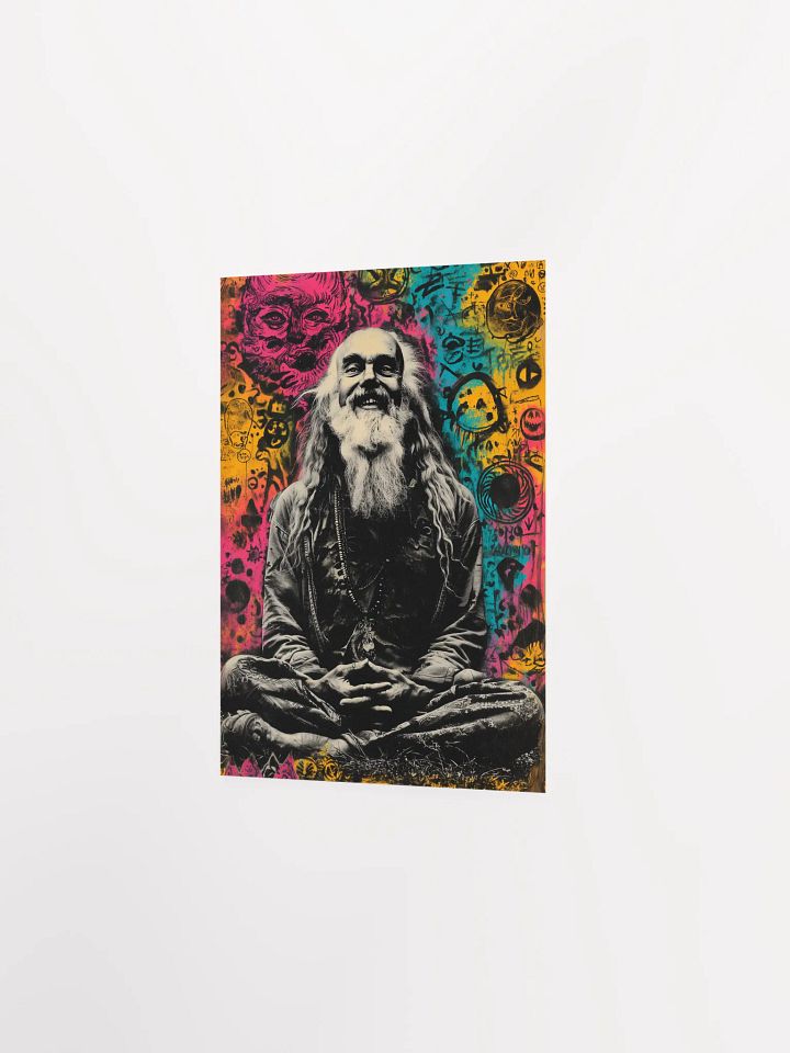 Psychedelic Guru Meditation: Visionary Spiritual Portrait with Cosmic Graffiti Art Print product image (5)
