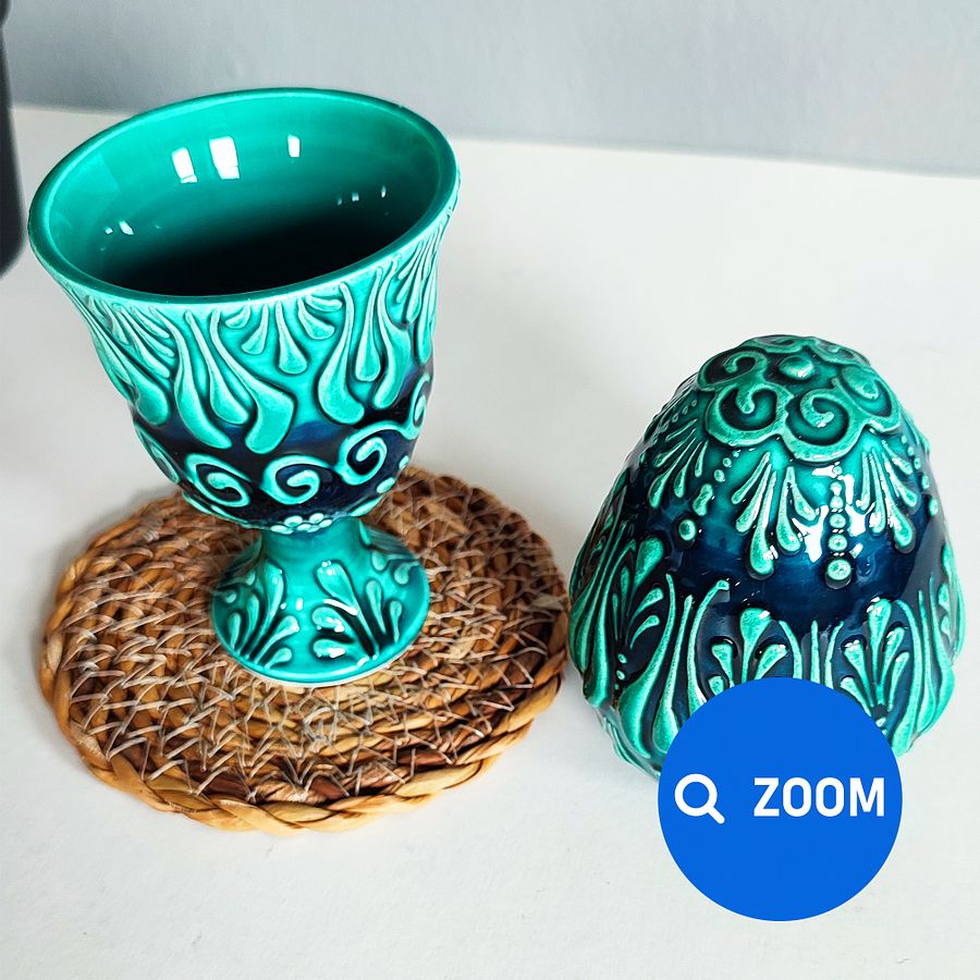 Ceramic turquoise Easter egg — handmade pottery, handmade ceramic, home decor, handmade gift, Turkish ceramic product image (7)