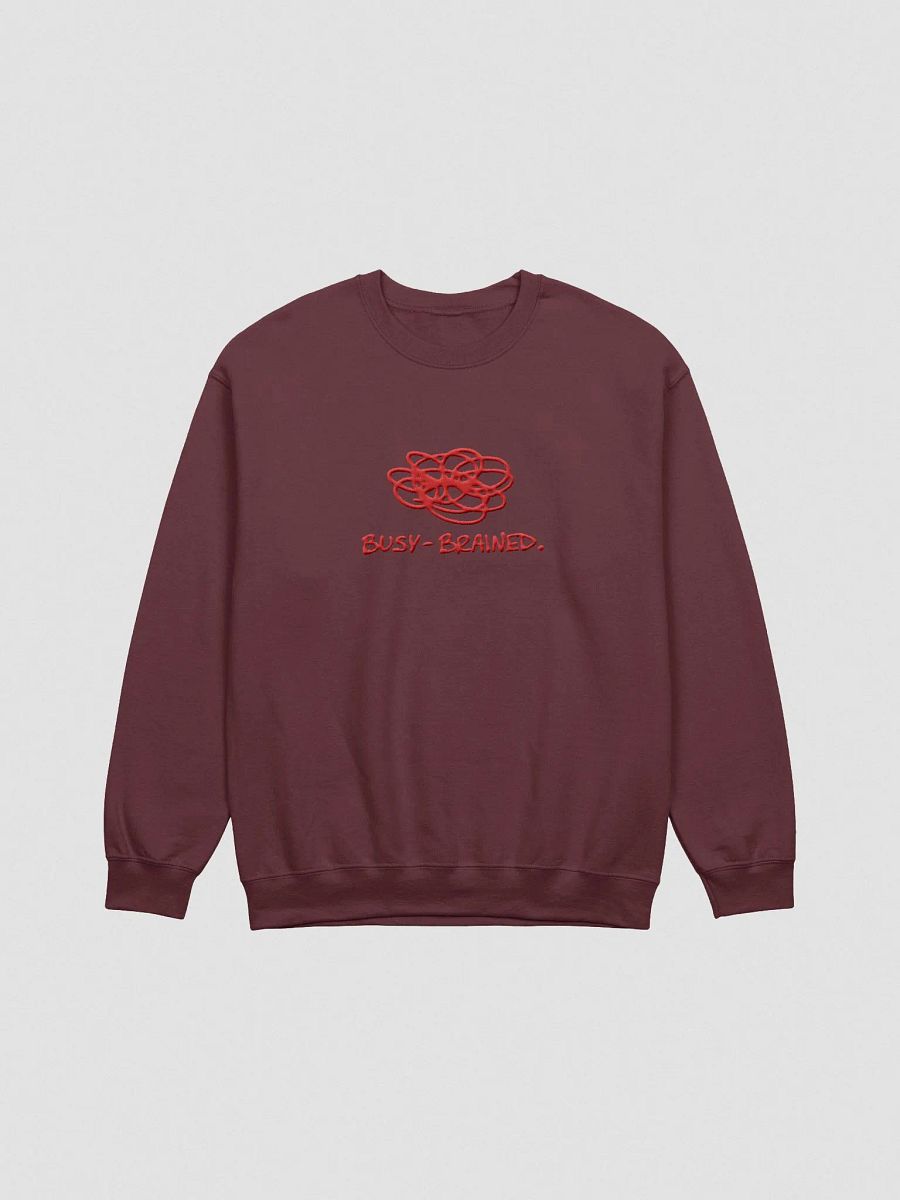 BUSY-BRAINED. (lg. design, red thread) embroidered crewneck product image (10)