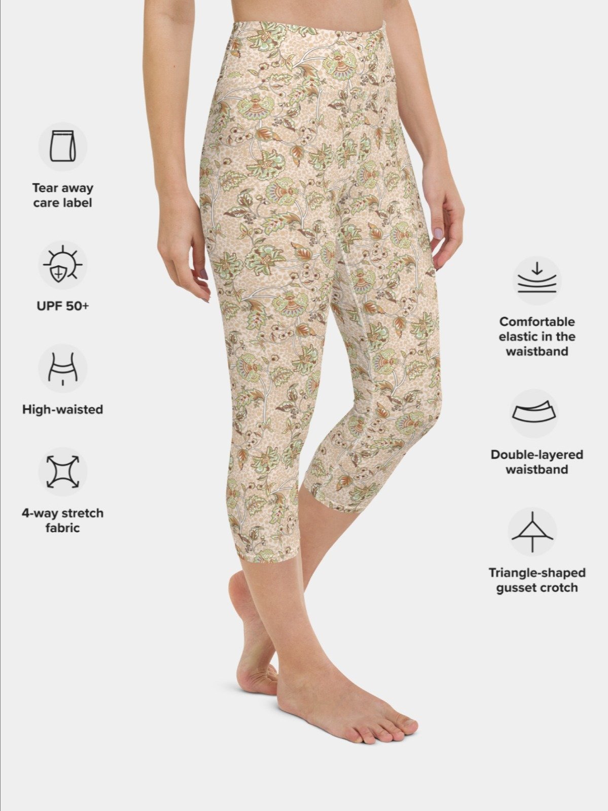 Capri Leggings "Elegant Neutral Beige Chintz" product image (3)