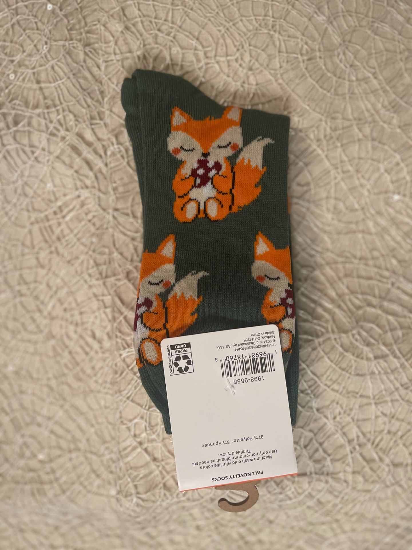 Fox on Green Crew Socks product image (2)