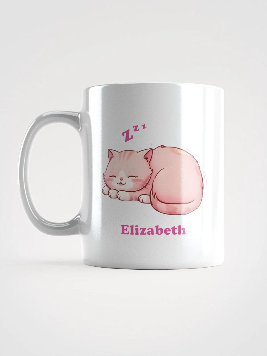 Personalized Sleeping Pink Cat White Glossy Mug product image (6)