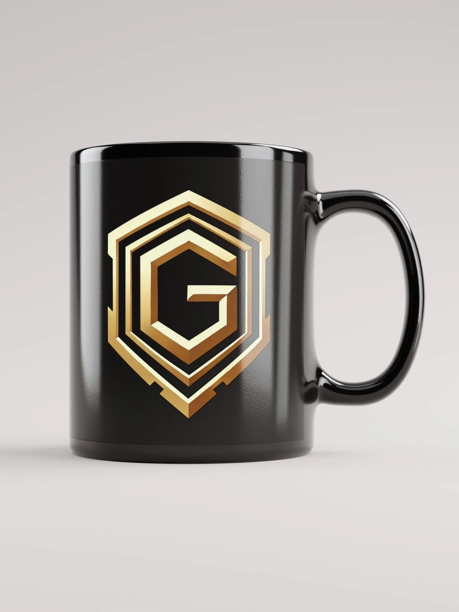 Goldovator Schwarze Glossy Tasse (Beidseitig bedruckt) product image (2)