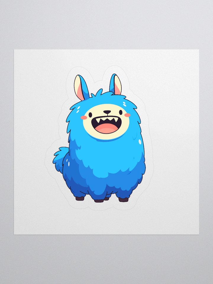 Munchiwoo Alpaca Sticker – Cute & Crazy Blue Alpaca Vinyl Decal product image (2)