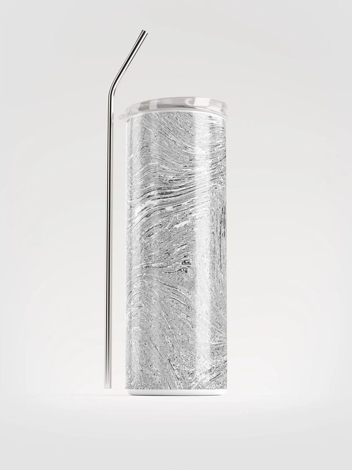 Swirling Silver Stainless Steel Tumbler | Eco-Friendly 20oz with Reusable Straw product image (1)
