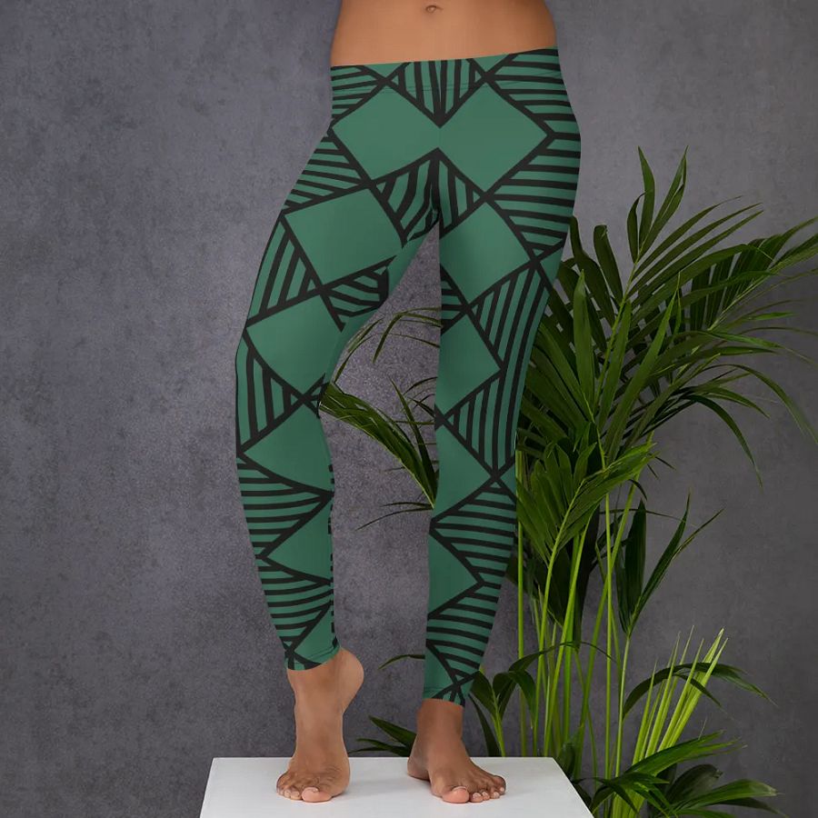 Customizable Geometric Green Leggings product image (5)