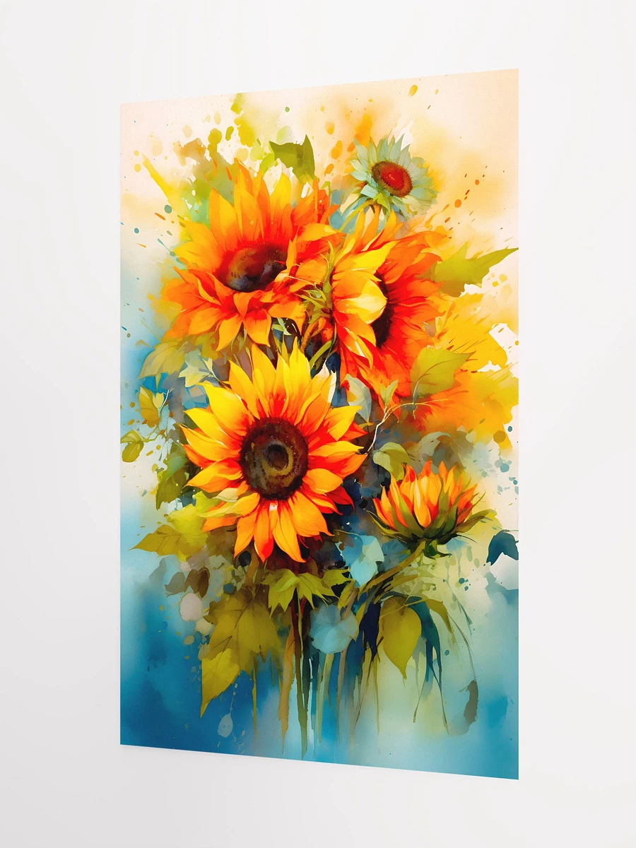 Vibrant Watercolor Sunflowers in Bloom Watercolor Painting Matte Poster product image (5)