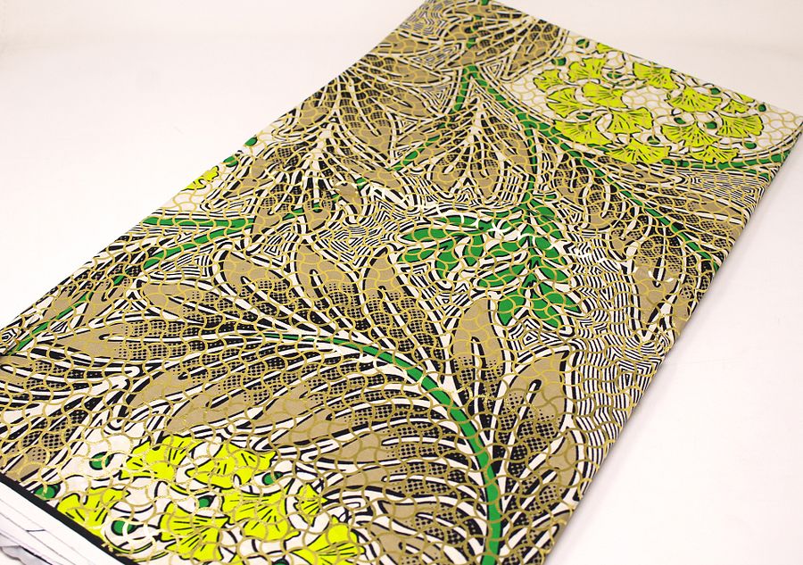 Scampolo Tessuto Wax Print Oro - Design Foliage - 77 cm x 114 cm - cod.587/B product image (3)
