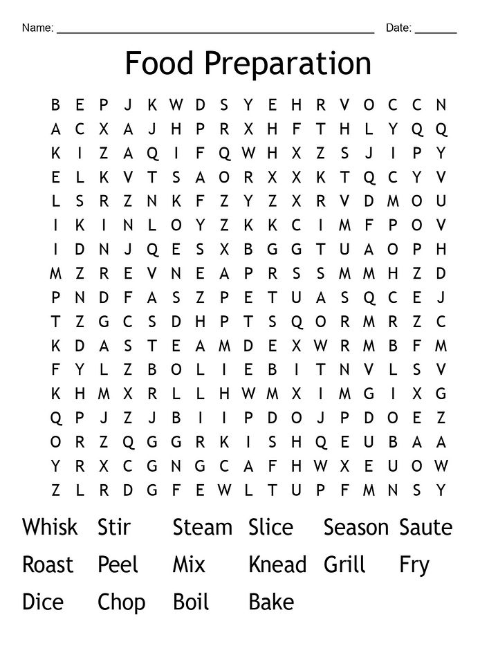 Printable Food Preparation Word Search – 16 Key Terms! product image (1)