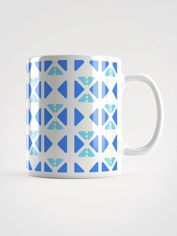 Blue Triangles And Yellow Dotted Lines White Mug product image (1)