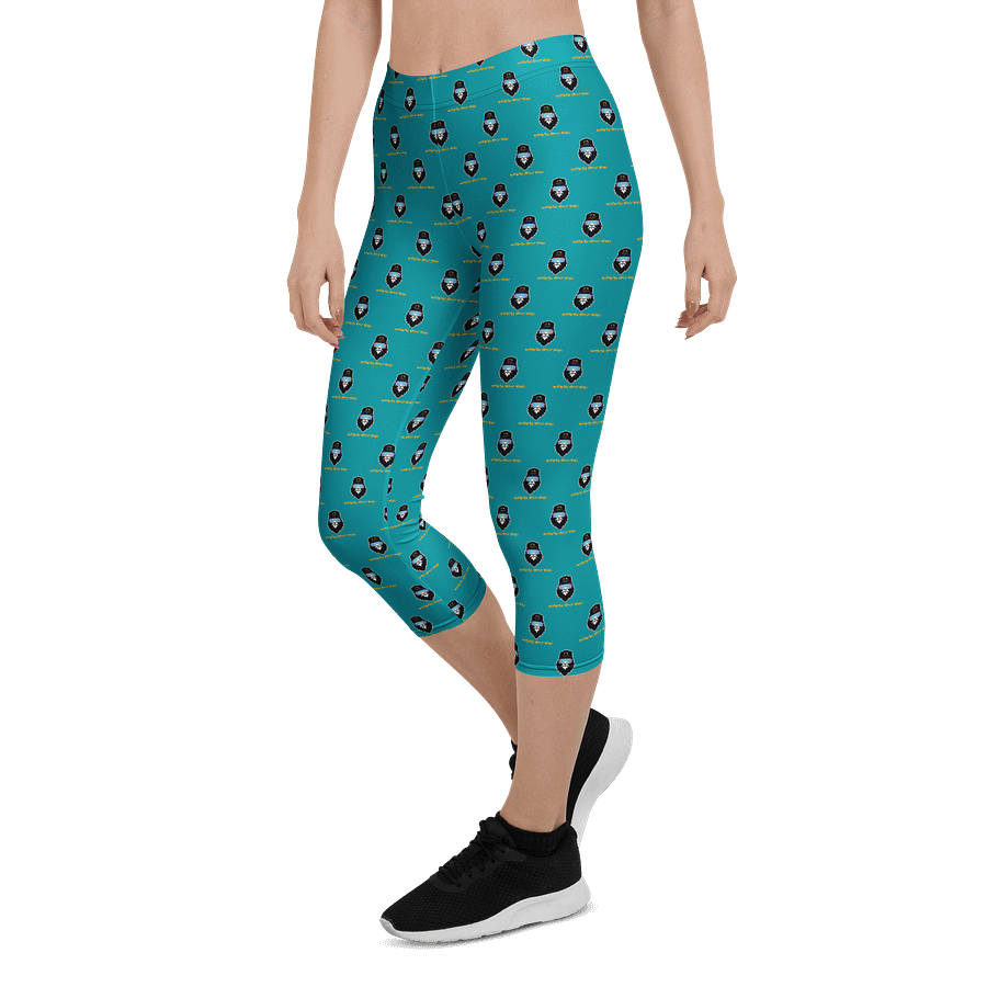 Synthsquatch Fitness Bigfoot Monogram Logo All-Over Print Capri Leggings (Teal) product image (5)