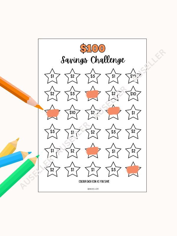 $100 Savings Challenge Printable Page product image (2)