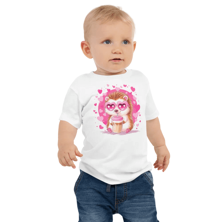 Adorable Hedgehog Heart Sunglasses Baby Tee product image (3)