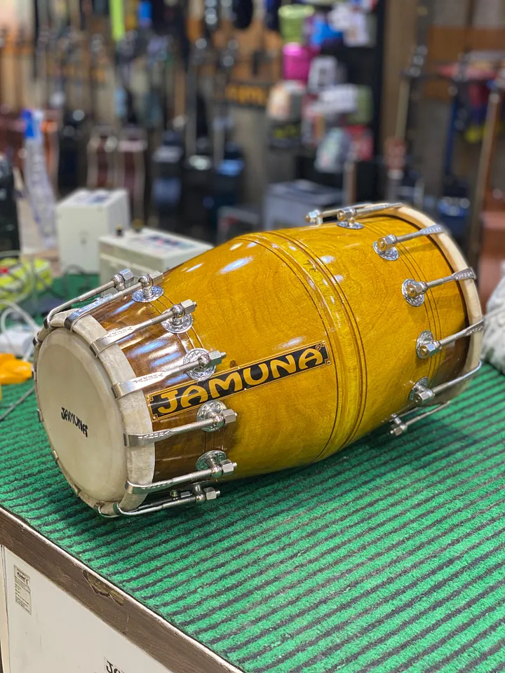 JAMUNA DHOLAK| Shisham Wood | Premium Segment Handmade Dholak | Natural Shade Polish | Bronze Nickelled Nut Bolts | for Studio Purpose product image (1)
