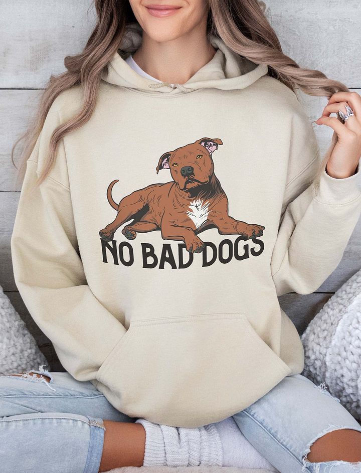 No Bad Dogs Hooded Sweatshirt of a Pitbull Terrier (Red) | Funny Hoodie for Pittie and Staffordshire Owners product image (19)
