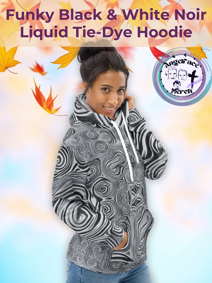 Funky Black & White Noir Liquid Tie-Dye Hoodie product image (1)