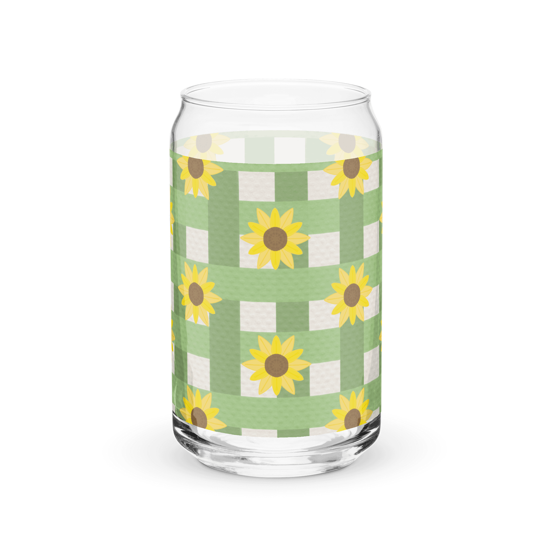 Sunflower Gingham- Green Background Glass Tumbler product image (2)