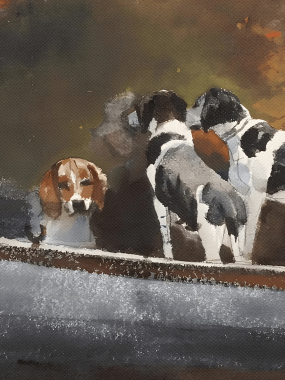 Hunting Dogs In Boat Watercolor Canvas Print product image (3)