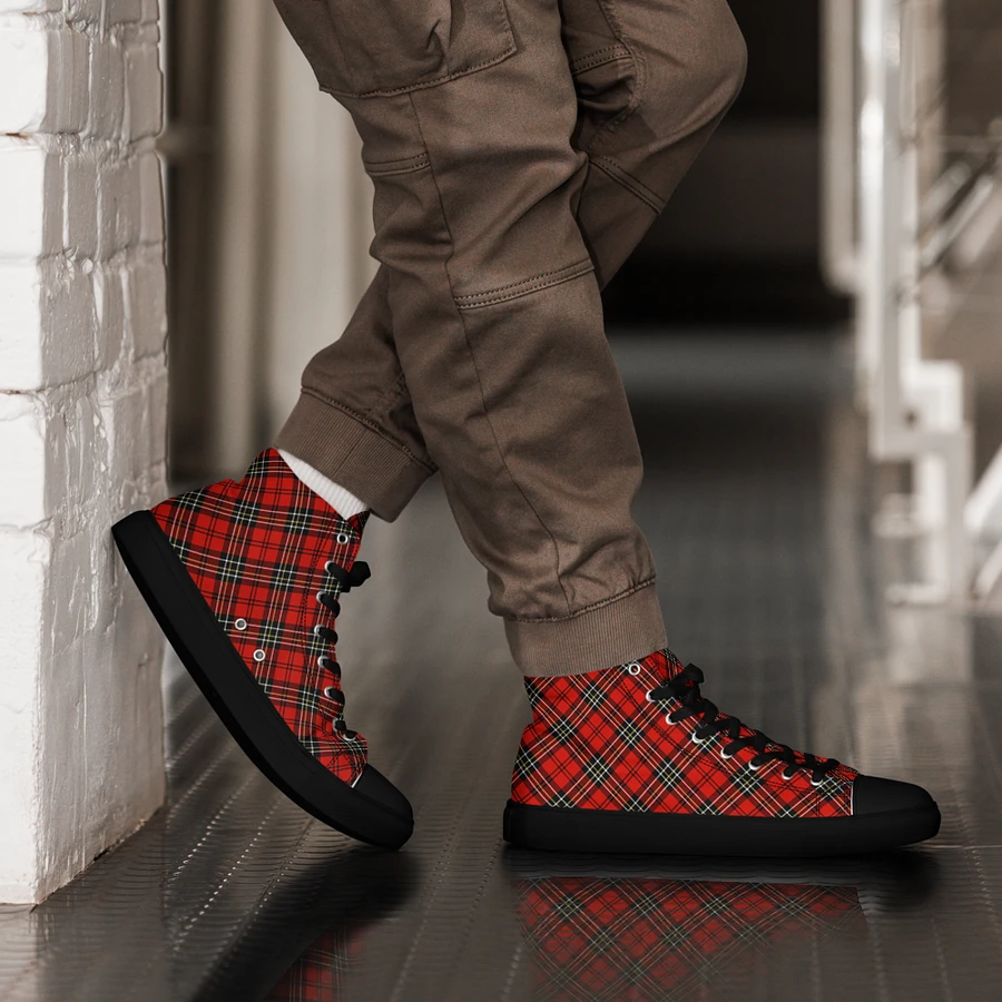 Red Vintage Plaid Men's High Top Shoes product image (16)