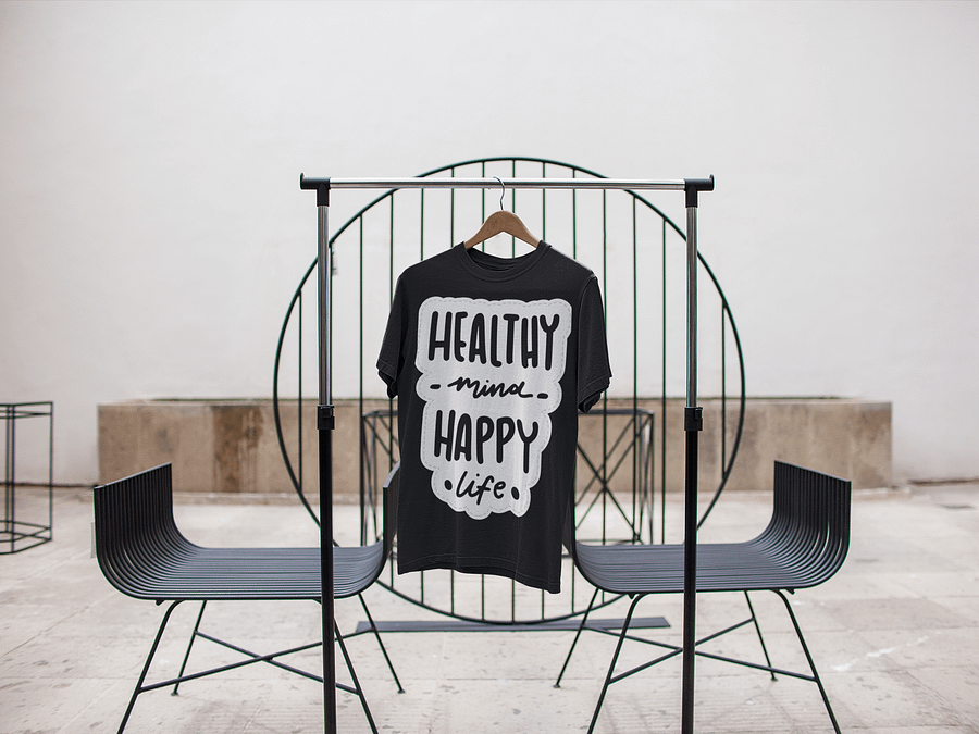 Healthy Mind Happy Life Black Unisex T-Shirt product image (3)