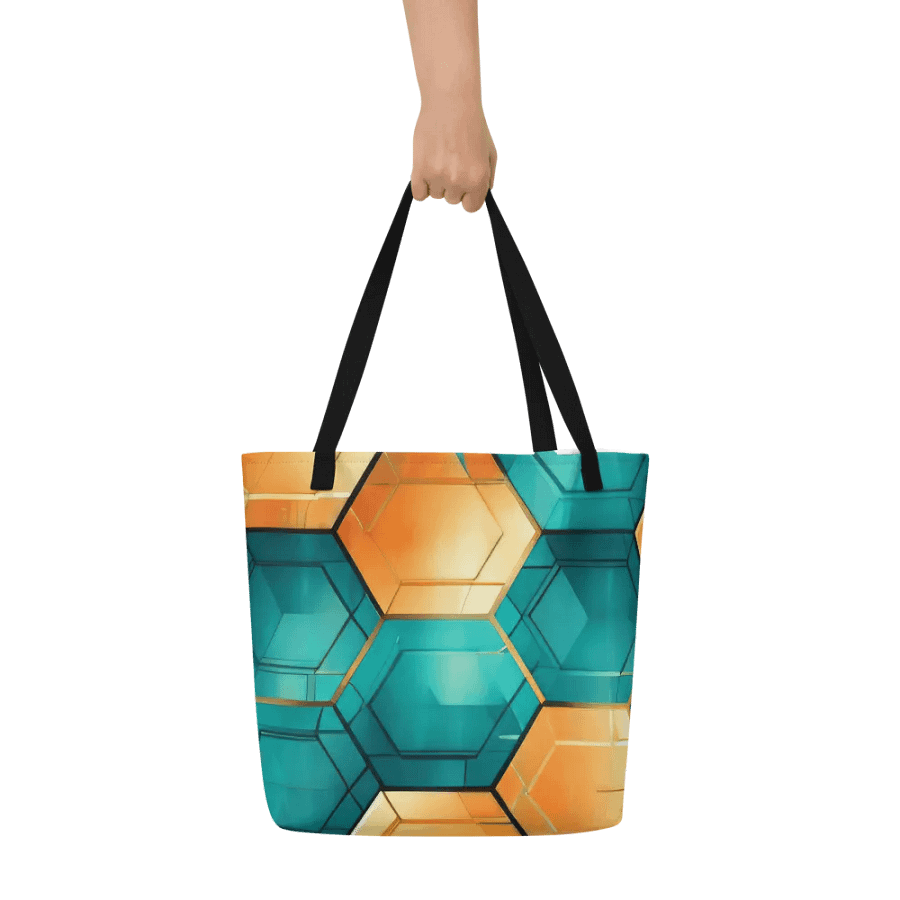 Hexagonal Harmony: Teal and Gold Geometric Fusion product image (5)