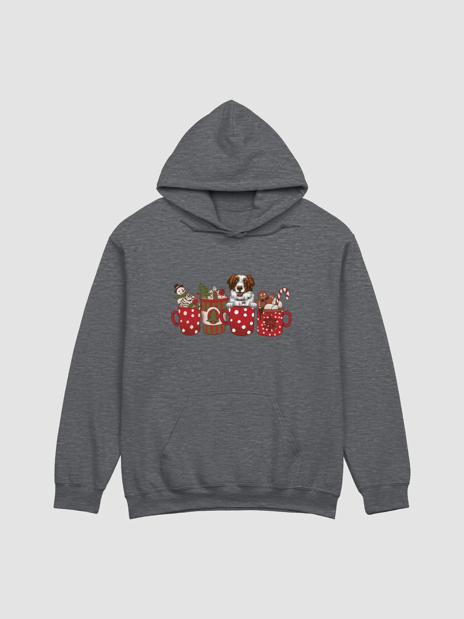 Cute Australian Shepherd(Red Tricolor) in a Christmas Cup Hooded Sweatshirt | Funny Christmas Aussie Pup in a Cup product image (4)