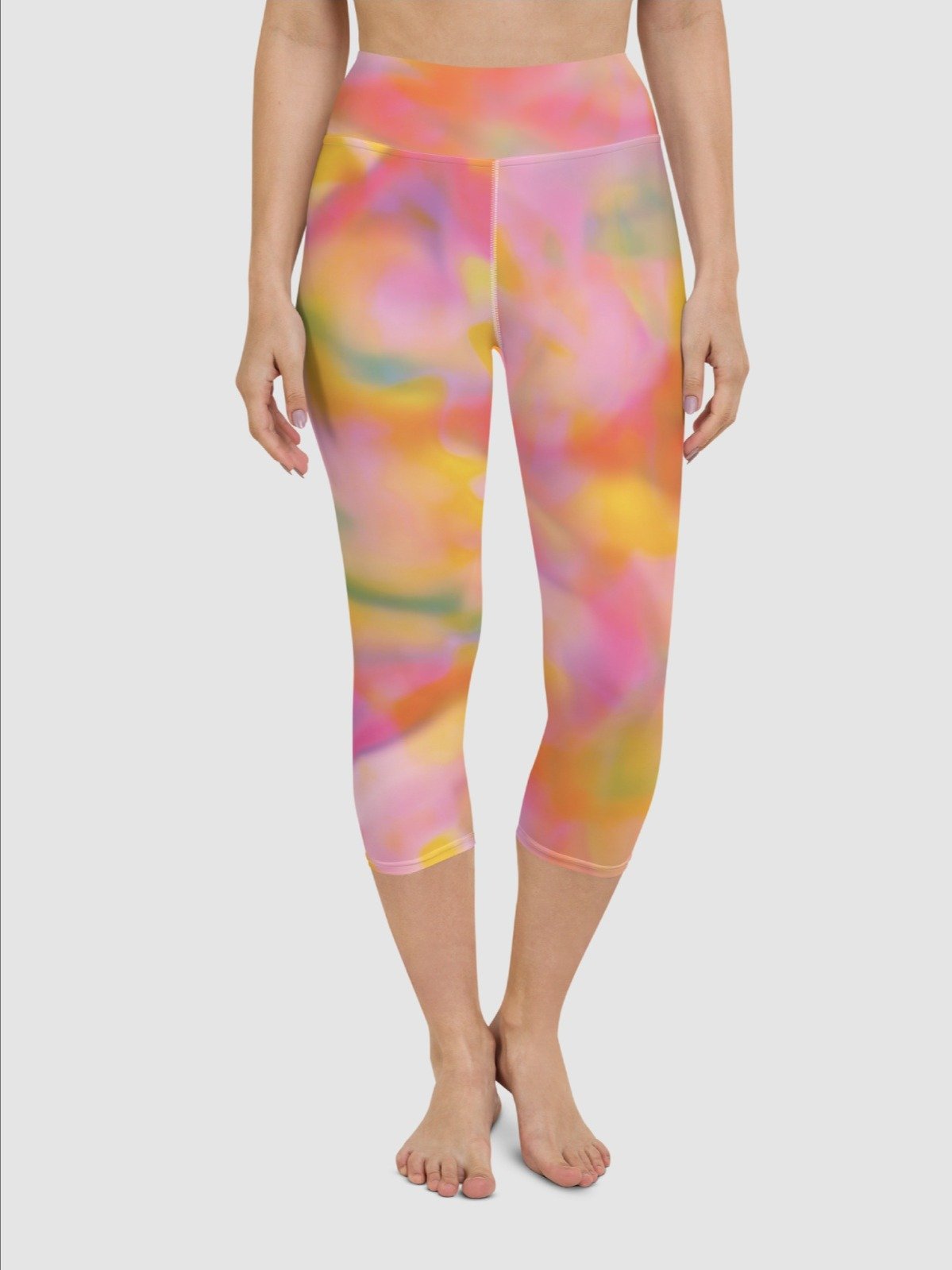 Capri Leggings "Sweet Pastel Tie Dye in Orange Light Pink" product image (2)