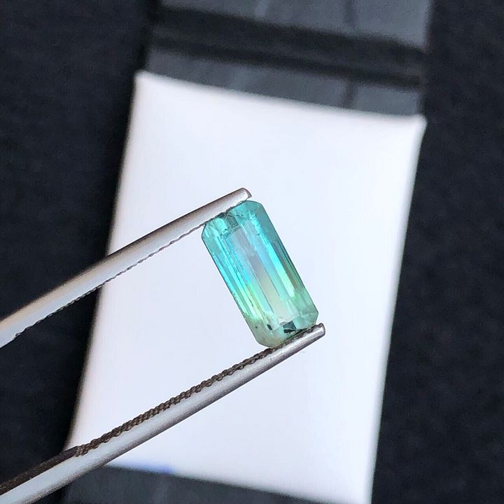 BI-COLOR TOURMALINE STONE FOR RING NATURAL GEMS FOR GIFT EMERALD CUT, 1.90 CRT product image (1)