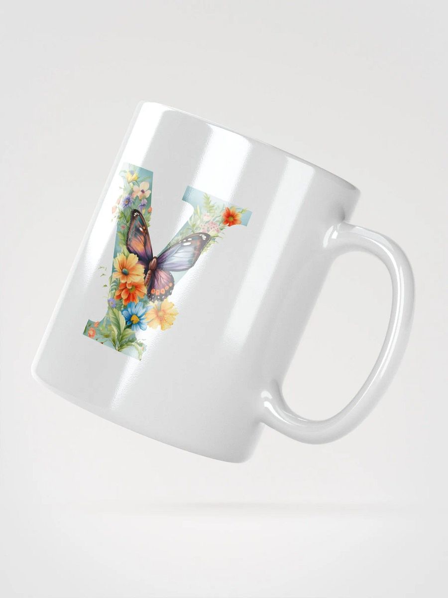 Letter Y Monogram Floral Fantasy White Glossy Mug product image (6)