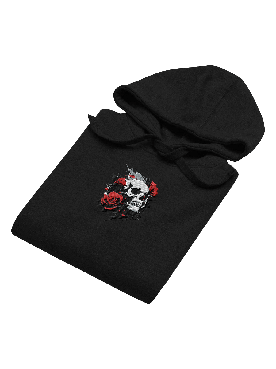 Rose-Adorned Skull Center Embroidered Hoodie product image (60)