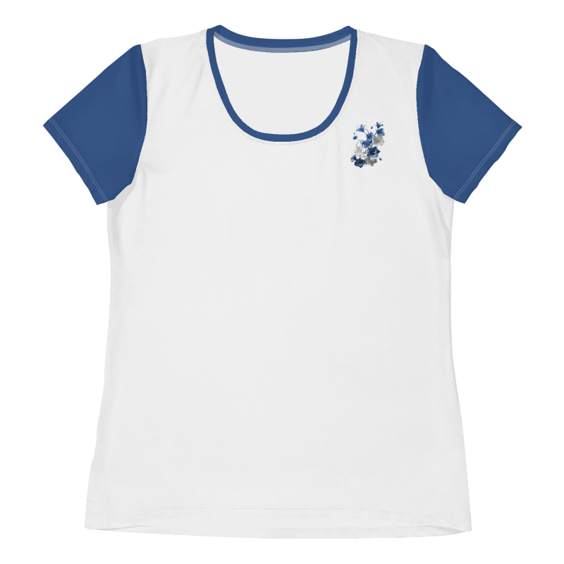 Women's Athletic Short Sleeve Tee, With Blue Flowers product image (5)