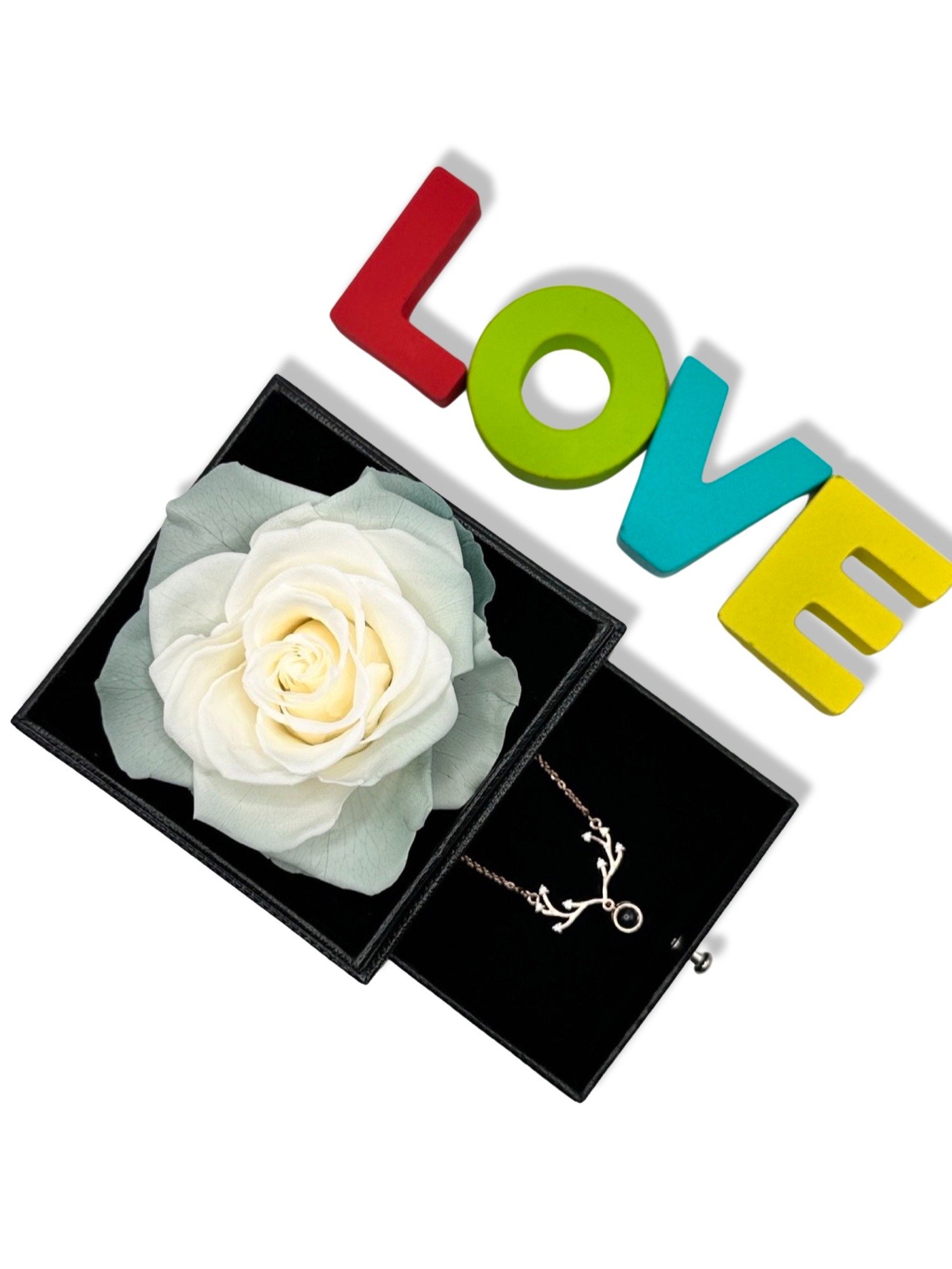 Eternal Rose Gift Box with "I Love You" Necklace (White) product image (1)