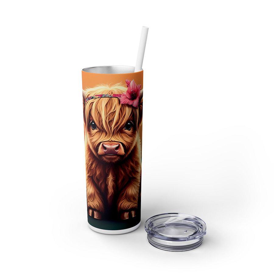 Floral Highland Cow Tumbler Wrap - Cute Boho Calf Design product image (4)