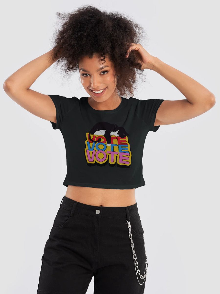 VOTE Cat Slumbering Women's Cropped Tee product image (5)