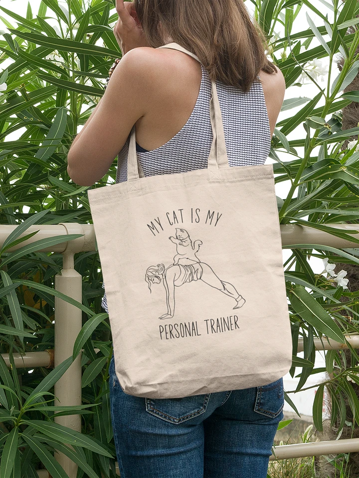 My Cat Is My Personal Trainer, Hand-drawn Eco-Friendly Tote Bag For Passionate Yogies product image (1)