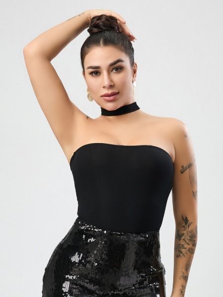 Wholesal high quality sexy slight stretch solid color tight bodysuit e product image (3)