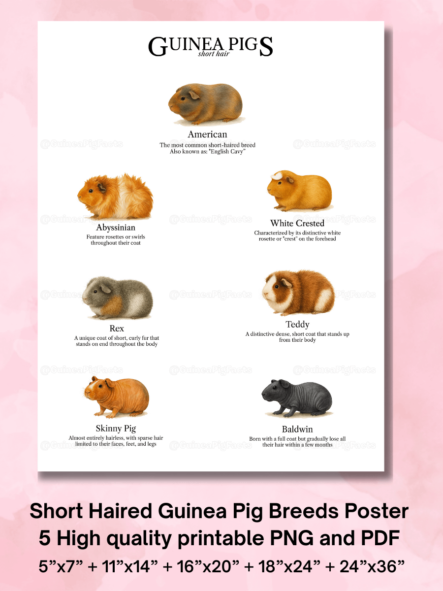 Short Hair Guinea Pig Breeds Poster: Educational Wall Art (Digital Download, PDF & JPGs) product image (1)