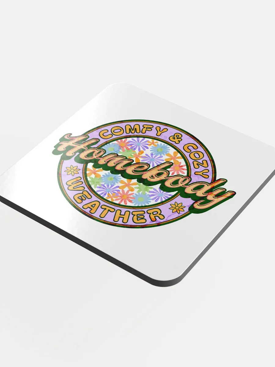 Homebody Comfy And Cozy Weather Floral Glossed Cork Coaster product image (4)