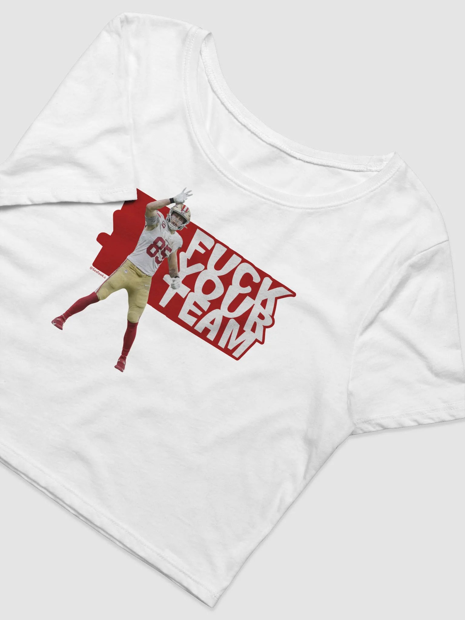 San Francisco Football 49ers Kittle First Down FYT Gameday Women’s Crop Top Tee Shirt product image (3)